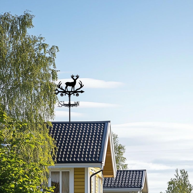 beinkmake Deer and Forest Weathervane Metal Wind Vane Animal Garden Art Decoration Direction Sign Indicator Stake Mount Ornament for Patio Lawn Farmhouse Yard Roof Outdoor - Image 5